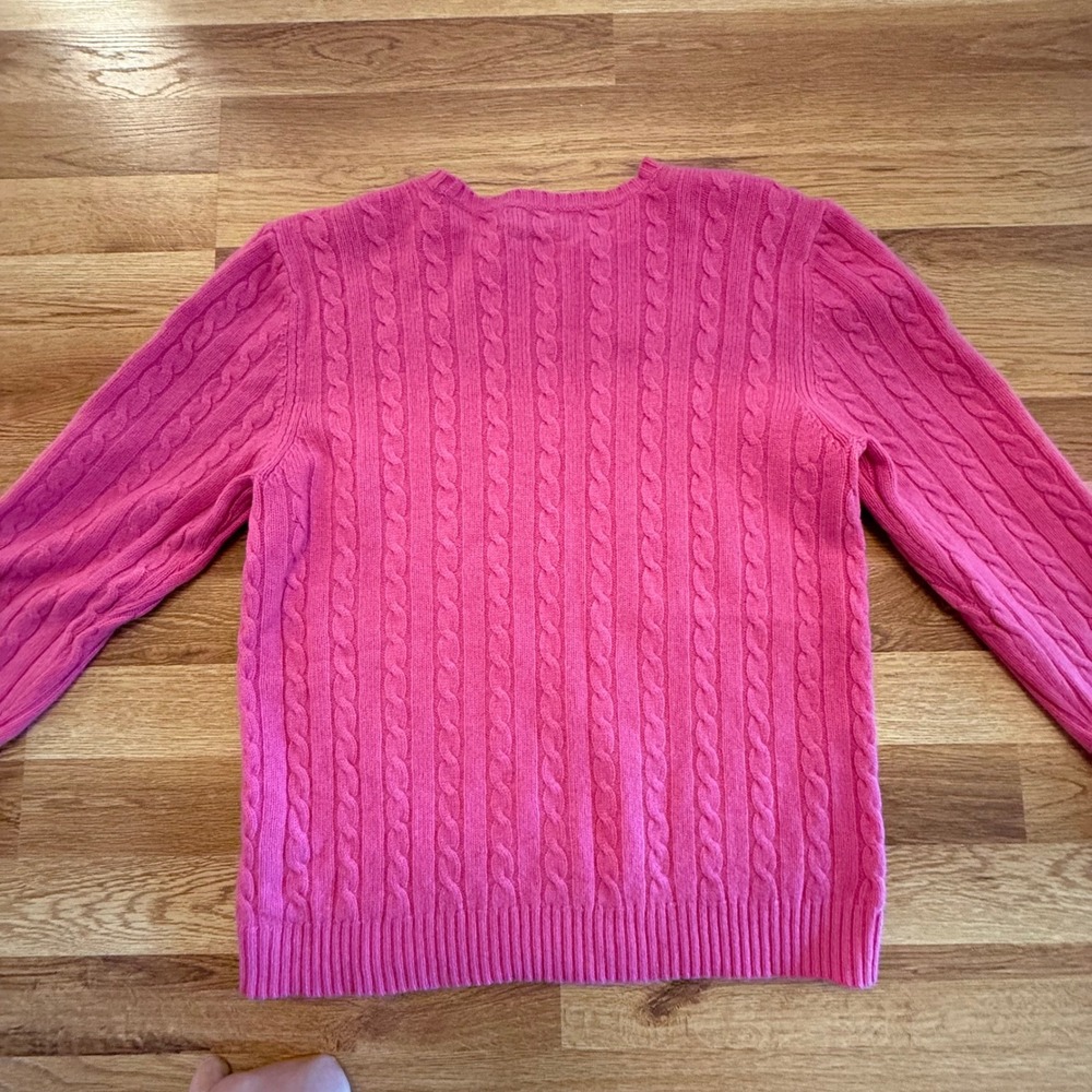 Lauren Ralph Lauren medium Pink‎ Cashmere Sweater Cable Knit Crewneck - Picture 6 of 6